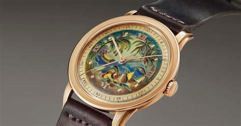 Rare Patek Philippe Cloisonné Enamel 'Tropical Oasis' Dial 